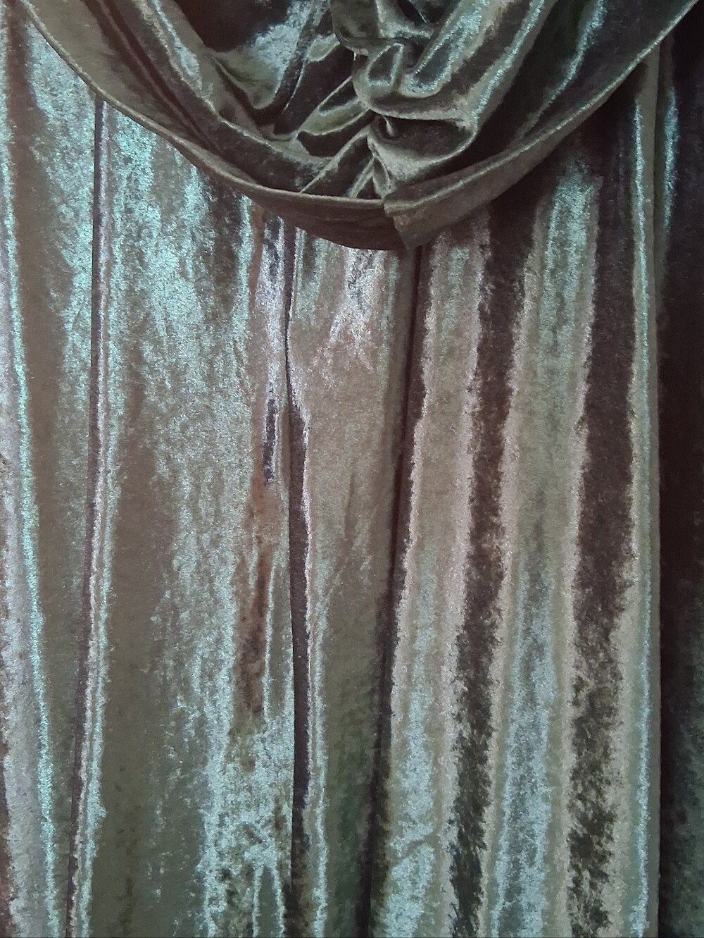 GREEN VELVETY CLOAK DRAPPING HOOD FANTASY COSTUME RENAISSANCE FAIRE WITCHY LARP